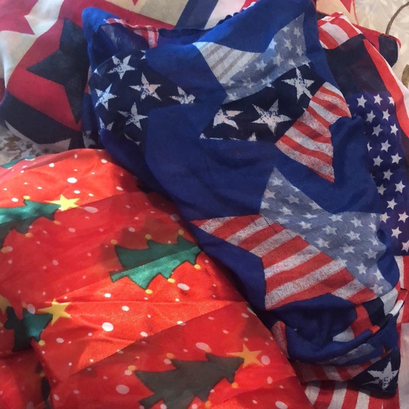 Lot of 12Holiday Scarves Halloween July Christmas - Picture 16 of 16